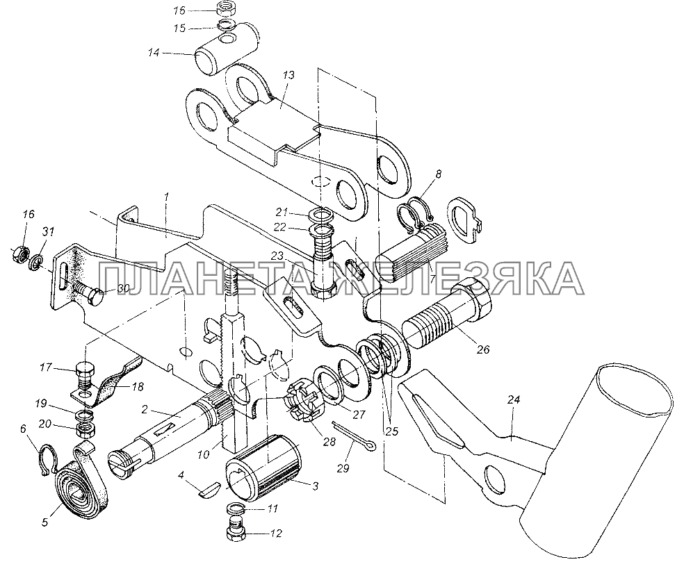 Механизм регулировочный рулевой колонки МАЗ-64226